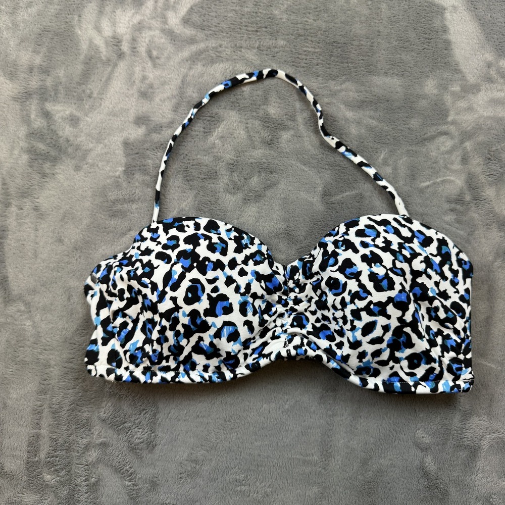 Victoria's Secret Bikini Top Womens 34B Halter Animal Print Swim Bra Bathing Sui